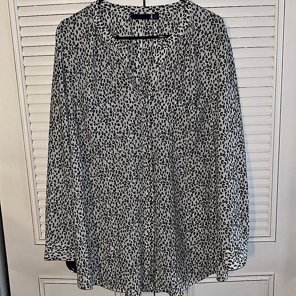 Apt. 9 Black and White Leopard Print Blouse